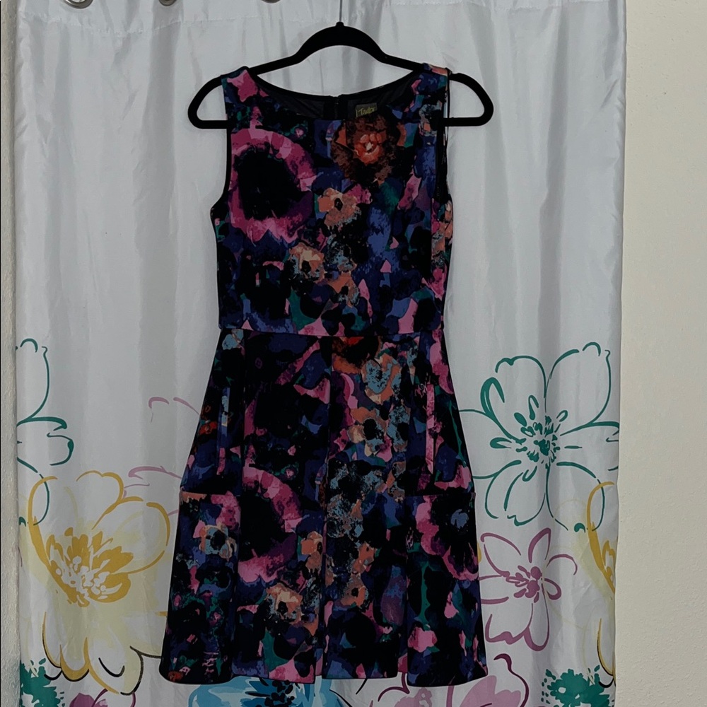 Taylor Vibrant Floral Fit and Flare Dress with Pockets